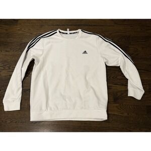 Adidas Primegreen Crewneck Sweatshirt White Black 3 Stripes Athleisure XL